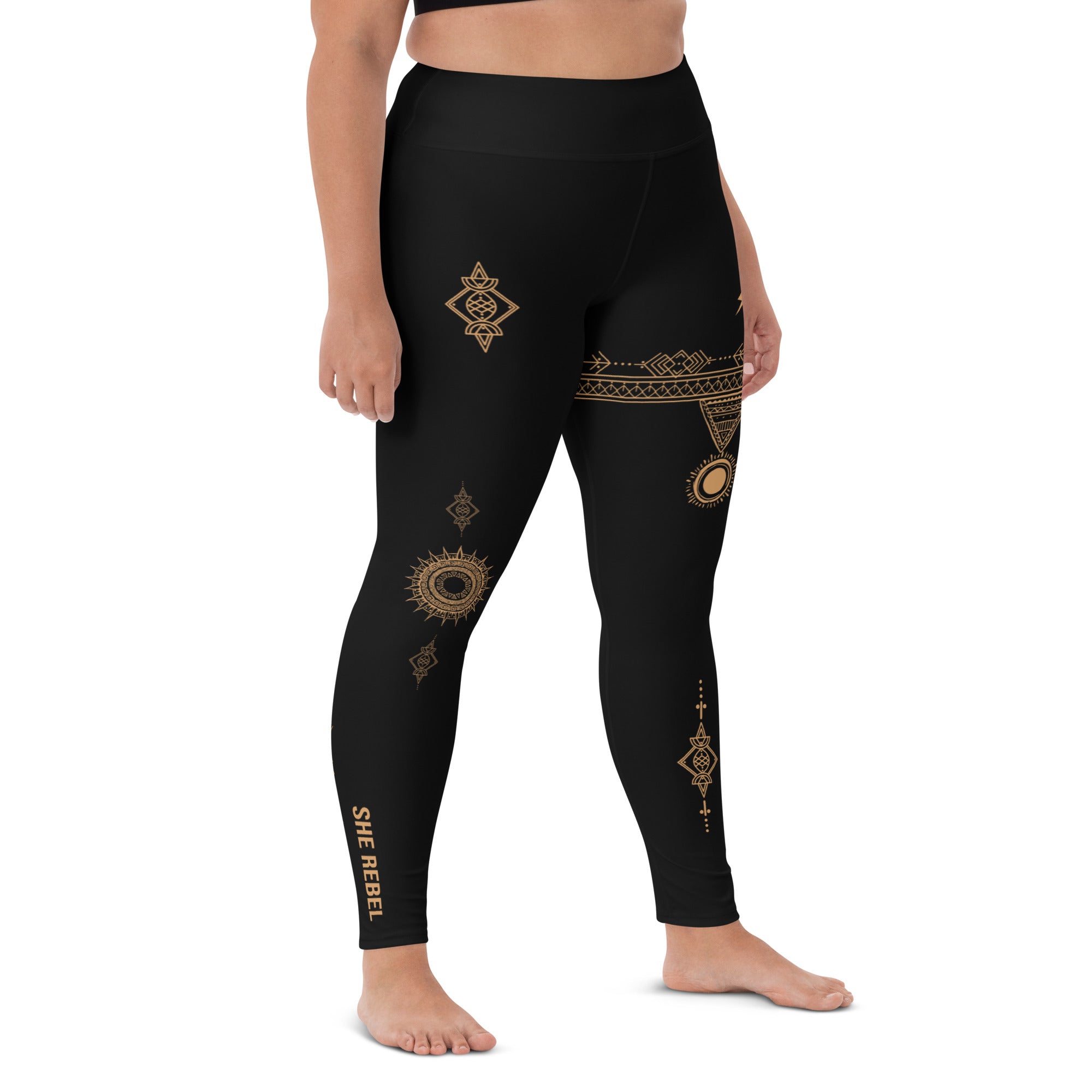 Black Boho Yoga Leggings